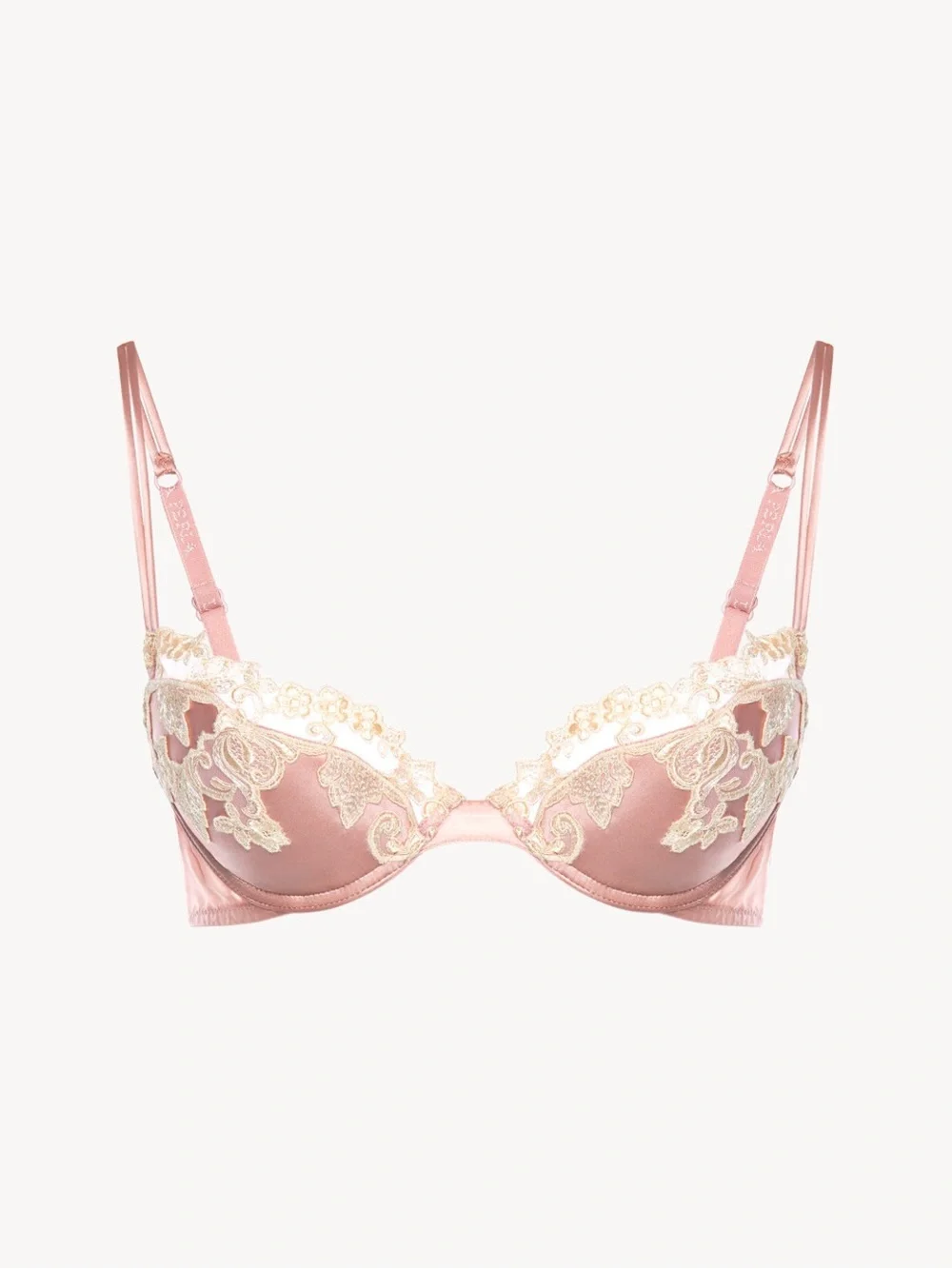 La Perla Maison pink silk push-up bra with frastaglio